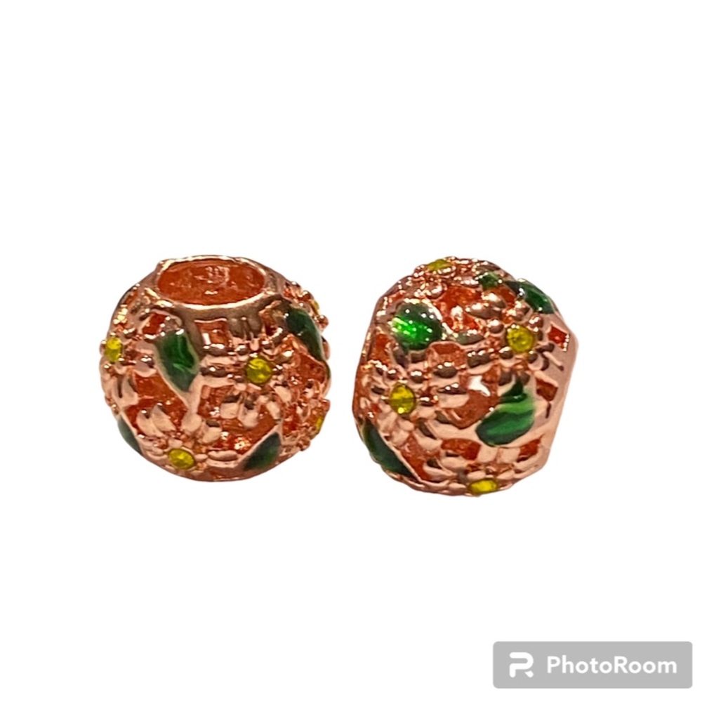 NEW•Rosegold Daisy 2pc set round DIY charms